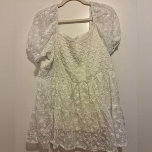 Chic Soul White Lace Tiered Babydoll Top